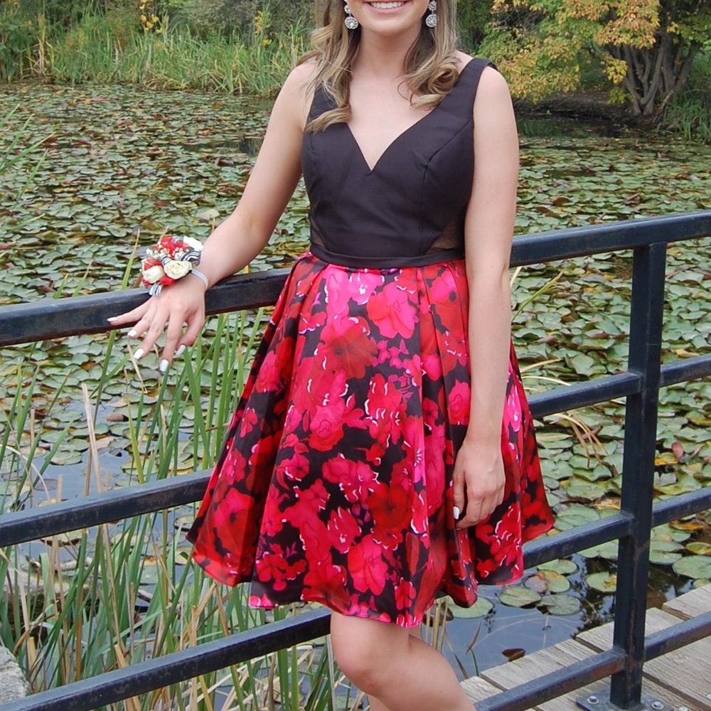 Floral Open Back Formal Dress